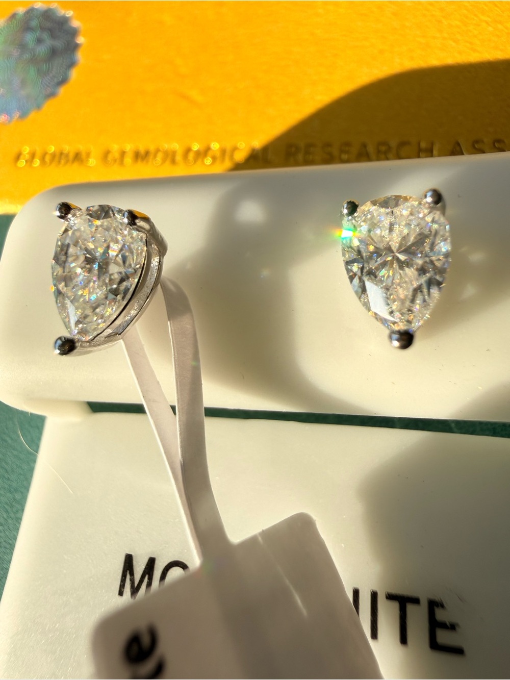 NEW Pear Cut Moissanite Stud Earrings